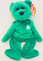 St Patricks Day Bear Stuffed Plush Green Beanie Baby Erin Luck St Pats Present - £15.02 GBP