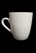Gibson Designs AMARETTO 2-Mugs 12 oz Ceramic White Coffee Cup Embossed Scrolls - £17.40 GBP