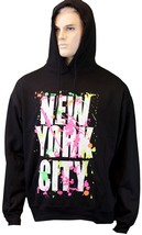 New York City Splash Design Paint Splatter Hoodie BLACK Sweatshirt NYC G... - £19.68 GBP+