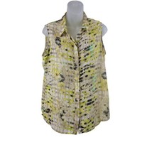 APT 9  Collared Sleeveless Button Up Blouse Women Size M Floral Vented O... - £12.14 GBP