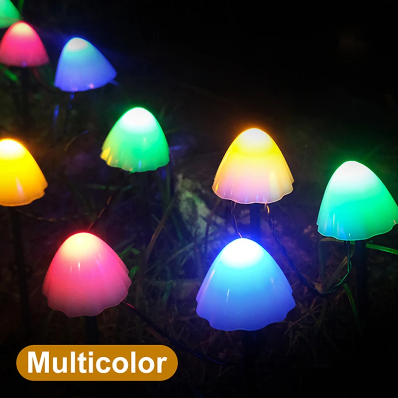 Outdoor Solar Lights Cute Mushroom Christmas String Lamp Waterproof 3.5m 10 led  - £109.17 GBP