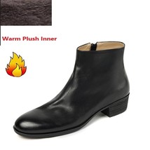Concise Style  Ankle Boots Winter Shoes Woman Round Toe Retro Cowhide Ladies Sho - £126.73 GBP