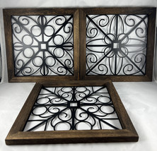 Rustic Wall Decor 3 Pack Wall Art Geometric Metal With Wooden Frame. - £19.28 GBP