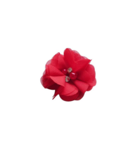 Craft flowers red chiffon fabric w/ beads &amp; gems in the center 2&quot; 12 pack - £7.19 GBP