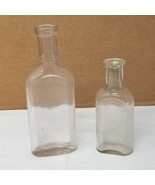 Antique Apothecary Medicine Bottles Small Clear Glass Pharmacy Set of 2 ... - £10.04 GBP