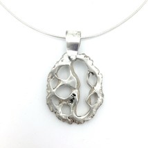 J TANDY sterling Brutalist pendant necklace - 925 silver open work textu... - $28.00