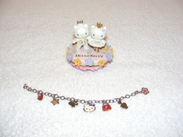 Hello Kitty 9.25 Silver Charm Bracelet &amp; Ballerina Accessory Trinket Box Guc - £101.63 GBP