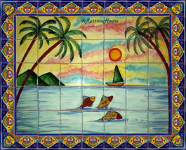 Hand Painted Tile Mural - £426.39 GBP