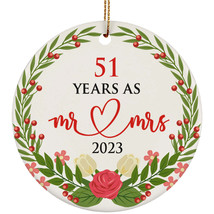 51 Years As Mr &amp; Mrs 51th Weeding Anniversary Ornament Flower Wreath Xmas Gifts - £11.05 GBP