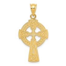 14K Yellow Gold Celtic Knot Cross Pendant Charm Jewelry 33mm x 17mm - £142.01 GBP