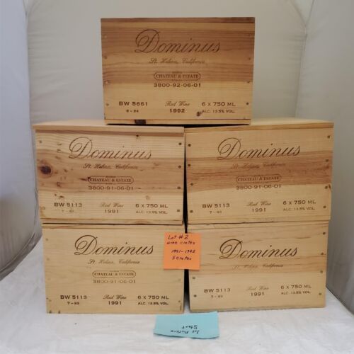 Primary image for Lot of 5 Rare Wine Wood Panel 1991/92 Dominus Napa California Crates LOT-2