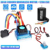 3650 3900KV Waterproof Brushless Motor+120A ESC Combo Set for 1/10 RC Car Truck - £48.81 GBP