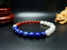 Netherlands Handmade Flag Color Gemstone Beaded Bracelet, Men's and Women's - $29.39