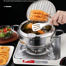 Deep Fryer Pot,304 Stainless Steel W/ Temperature Control &amp; Lid, Deep Frying Pan - £27.45 GBP