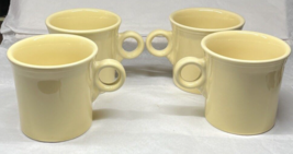Fiesta Ware Coffee Cups Mugs Set of 4 O Ring Handle Homer Laughlin HLC Yellow - £17.65 GBP