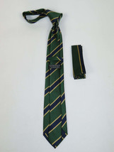 Mens Narrow Tie/Hankie Set Microfiber Silky Vito Rofolo VTR-99 Hunter Green image 2