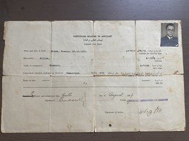 Old Vintage Palestine Document Certificate Of Naturalization 1937 - $44.74