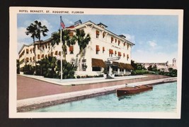 Hotel Bennett St Augustine Florida FL Linen Postcard VTG Tichnor Posted 1936 - £3.14 GBP