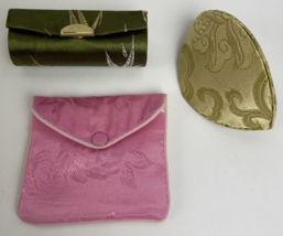 Chinese Silk Coin Purse And Silk Lipstick Holder with Mirror &amp; Pouch VGC LOOK - £20.69 GBP