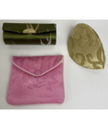 Chinese Silk Coin Purse And Silk Lipstick Holder with Mirror &amp; Pouch VGC... - $25.73