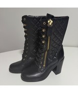 Black leather zipper boots #Guess #Women ’s Shoes Guess Quilted Heeled #... - £26.71 GBP