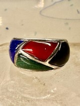 Southwest Ring lapis onyx inlay band size 5.75 sterling silver girls wom... - $57.42