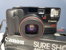 Canon MegaZoom 105 Sure Shot Film 35mm Camera As Is Powers up Parts ONLY w/ BOX - $9.89