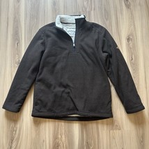 Orvis Men&#39;s Long Sleeve Sherpa Lined 1/4 Zip Brown Black Sweater Warm Cozy EUC M - £29.90 GBP