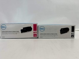 2 Genuine Dell CL1250,1350,1355,C1760 Magenta &amp; Black Toner 810WH,XMX5D - $1,845.36 MXN
