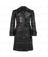 New Womens Classic Brando Style Full Silver Studded Belted Leather Long ... - $289.99+