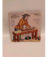 Vintage Spain Madrid 1999 Hand Painted Folk Art Ceramic Tile 6&quot; sq. - £14.35 GBP