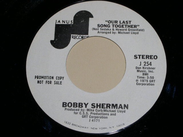 Bobby Sherman Sunshine Rose Our Last Song Together 45 Rpm Record Janus 2... - $19.99