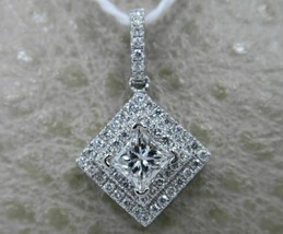 1.80Ct Princess-Cut Brilliant Diamond Dual Halo Pendant 14k White Gold Plated - £96.56 GBP