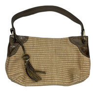 furla Woven Straw Brown Leather Shoulder Bag Purse - $48.51