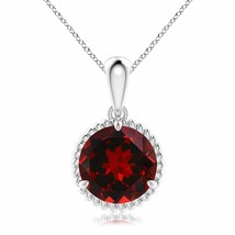 ANGARA 10mm Natural Garnet Solitaire Pendant Necklace in 925 Silver for Women - £252.22 GBP+