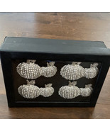 TAHARI HOME FALL Pumpkin HALLOWEEN Silver RHINESTONE NAPKIN RINGS Set Of 4 - £27.51 GBP