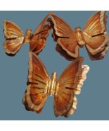 Vtg Home Interiors Brass Butterfly 3 Pc Set Wall Art Mid Century Gold To... - $22.60 CAD