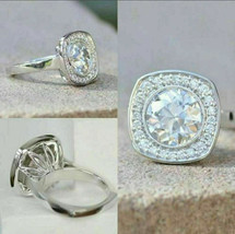 Bezel Set Engagement Ring 3.15Ct Round Cut Diamond 14k White Gold Finish Size 9 - £119.99 GBP