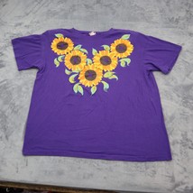 Moda Bazaar Shirt Womens One Size Purple Floral Round Neck Short Sleeve Tee - £17.99 GBP