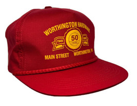 Vintage Worthington Hardware 50 Years Worthington PA Red Rope Snapback Hat Cap - £15.52 GBP