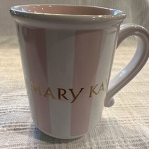 Mary Kay Pink and White Stripped Coffee Tea Mug Gold Logo Collectible Unused - £12.02 GBP