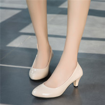 Casual Women Pumps Slip On Lazy High Heel Office Work Shoes Solid Patent Leather - £22.64 GBP