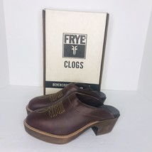 Vintage FRYE Brown Leather Western Mule Clogs Wood Sole Heel USA Women’s... - £93.41 GBP