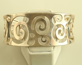 Vintage Sterling Silver Ross Simons Scroll Cut out Ornate Wide Cuff Bangle 7&quot; - £114.33 GBP