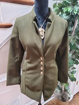 Green Women&#39;s Solid Long Sleeve Single Breasted Fitted Casual Coat Size Large - £26.44 GBP