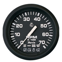 Faria Euro Black 4&quot; Tachometer w/Systemcheck 7000 RPM (Gas) f/ Johnson /... - £121.05 GBP