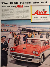 1957 Holiday Original Art Ad Advertisement Avis Rent A Car Ford Fairlane - £8.45 GBP