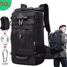 50L Waterproof Travel Backpack Black Multifunction 23.6&quot; Laptop School Backpack - £66.48 GBP