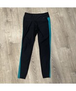 Nike Womens Dri Fit Leggings Black Green Stripe Size M Medium Stretch - $14.17