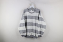 Vtg 90s Streetwear Womens Large Striped Color Block Fleece Crewneck Swea... - $44.50